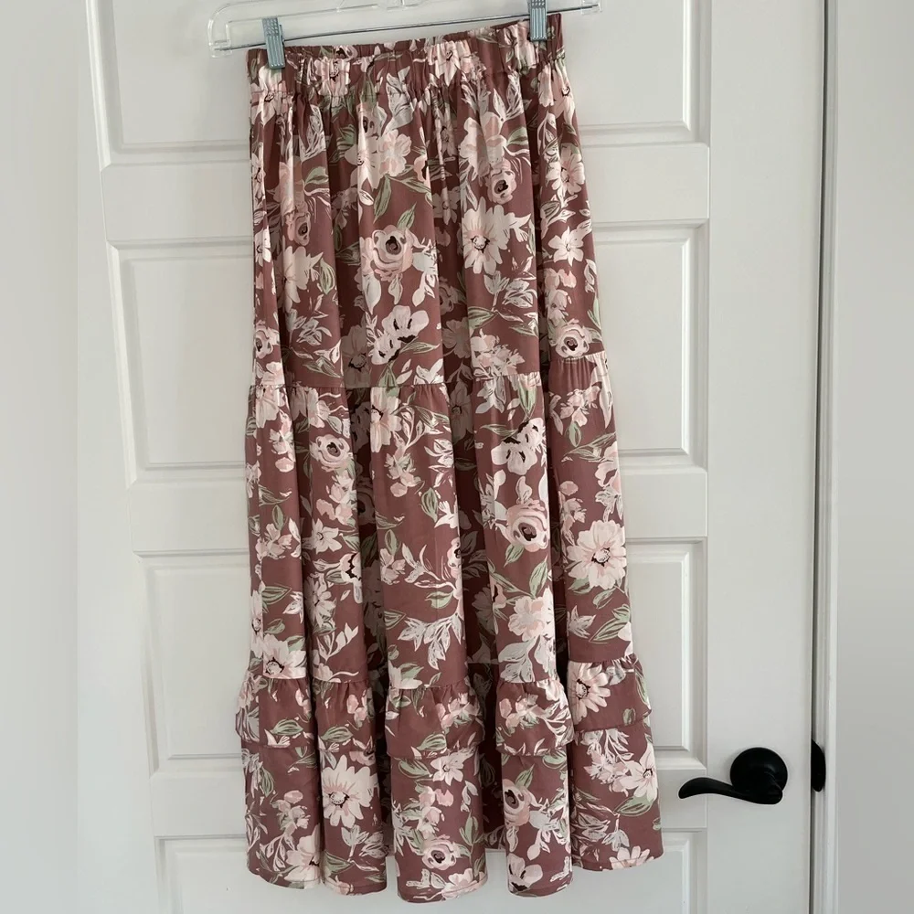 Luna Skies Cottagecore Womens Floral Maxi Skirt Size Small Lightweight Boho